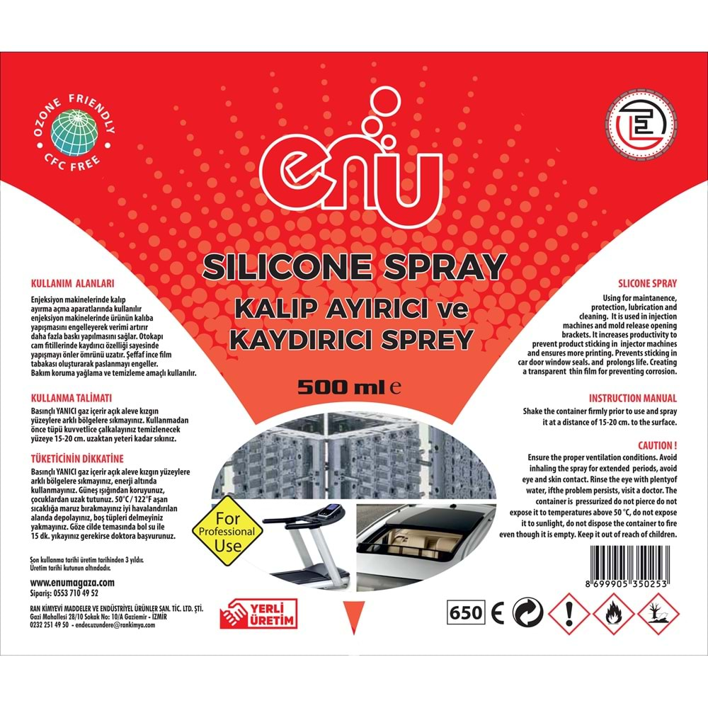 Kalıp Ayırıcı ve Kaydırıcı Silikon sprey 500 ML