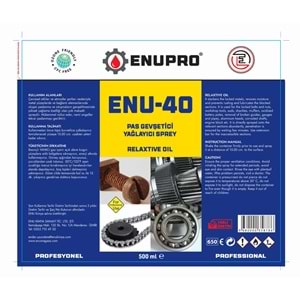 ENUPRO ENU 40 Pas Gevşetici Yağlayıcı Sprey 500 ml 24 Adet