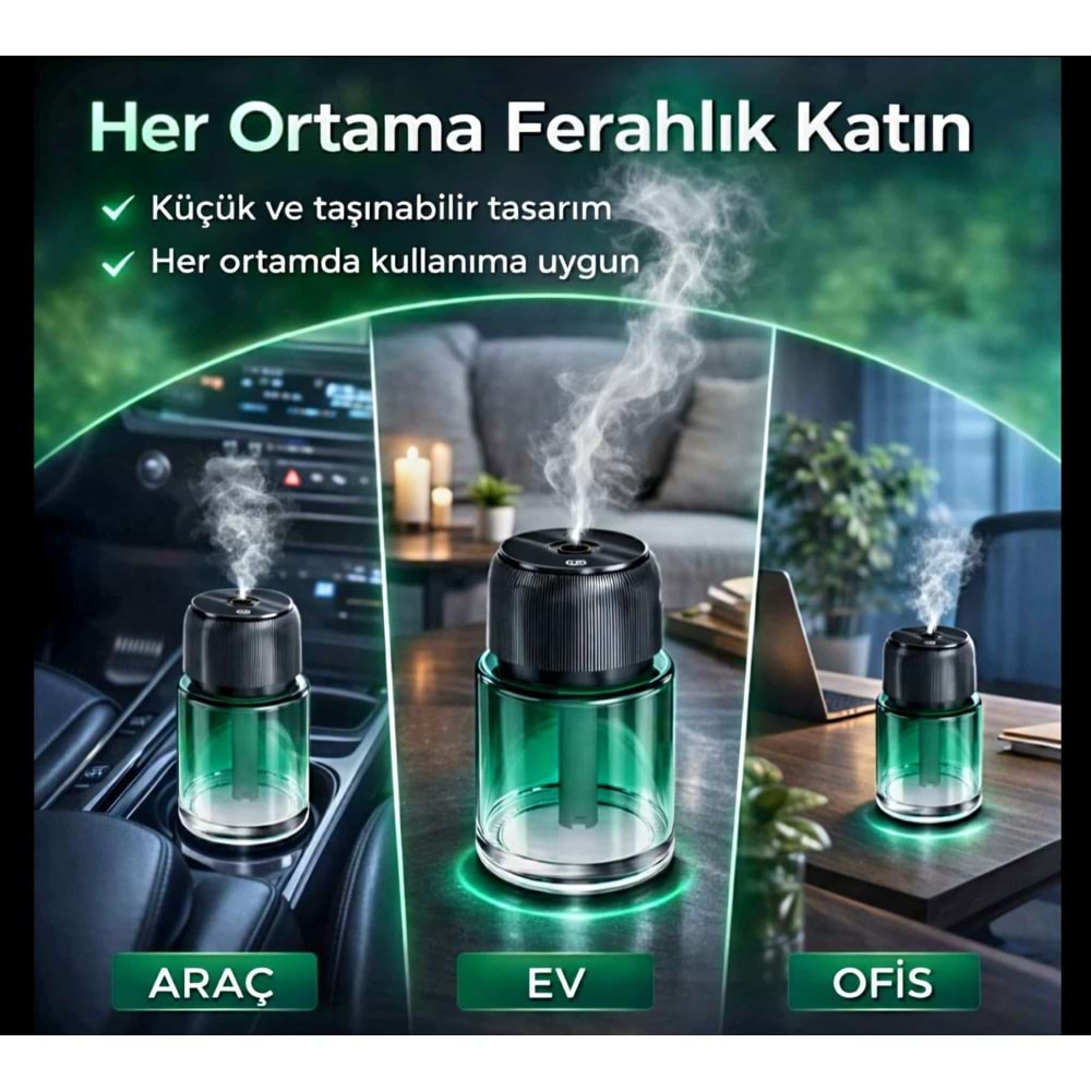 Akıllı Araç Aroma Difüzörü 100 ml koku hediyeli